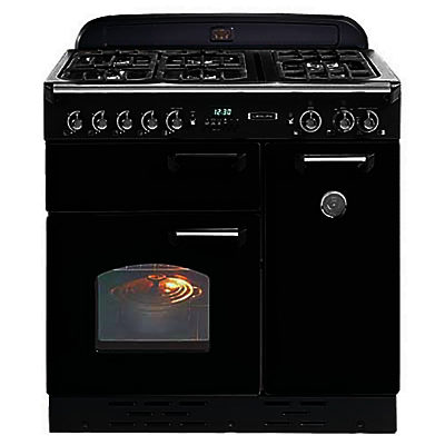 Rangemaster Classic 90 Dual Fuel Range Cooker Gloss Black